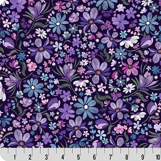 Purple Whispering Blooms Mystical Quilting Cuddle Fabric Per Yard