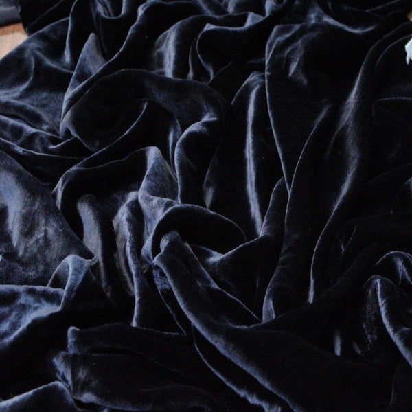 Midnight Blue Silk Velvet Fabric