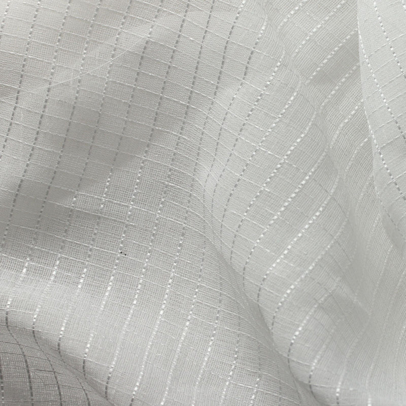 White Semi Square Stripe Sheer Drapery Home Decor Fabric