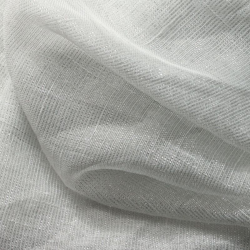 White Silver Shine Stripe Sheer Drapery Home Decor Fabric