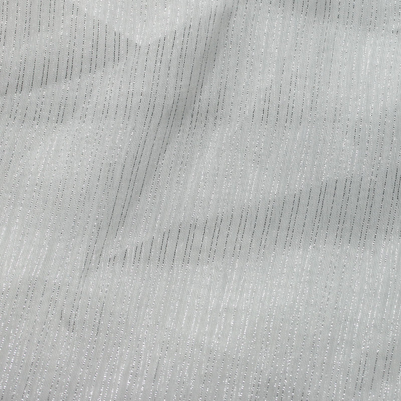 White Silver Three Shine Stripe Sheer Drapery Home Decor Fabric