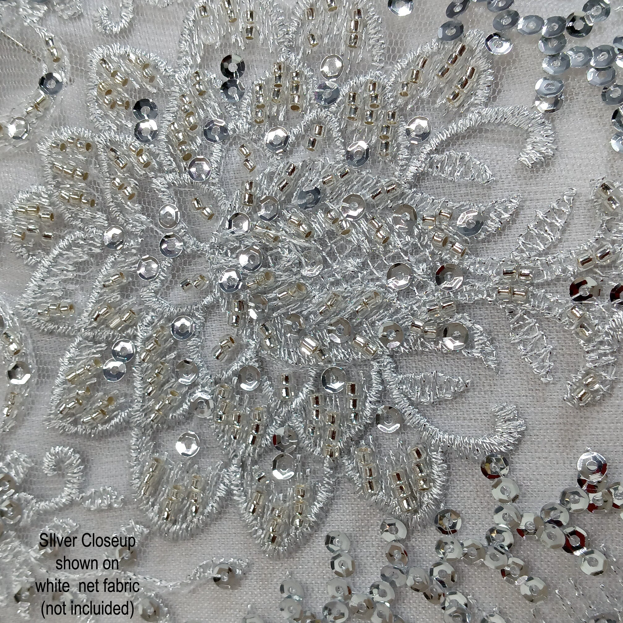 Beaded & Sequined Lace Fabric Embroidered on 100% Polyester Net Mesh | Lace USA - GD-66722