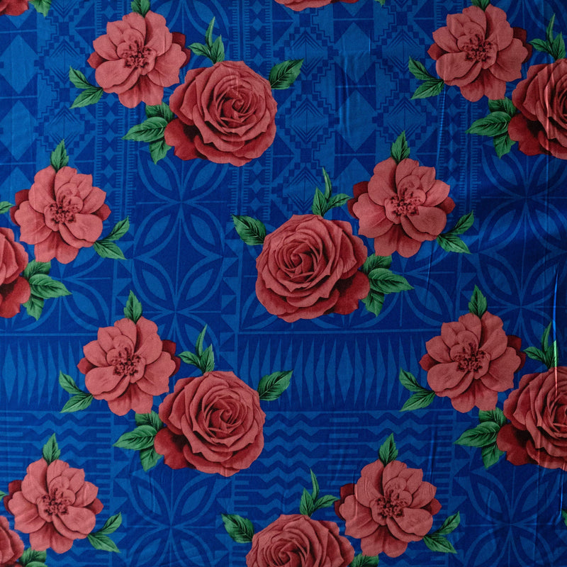 Polynesian Rose Geometric design Fabric | Peachskin  | Spandex Palace