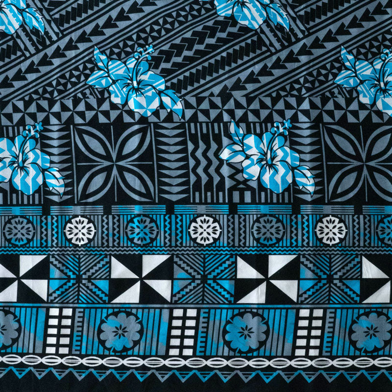 Traditional Polynesian Geometric Flower Design Fabric | Cotton  | Spandex Palace