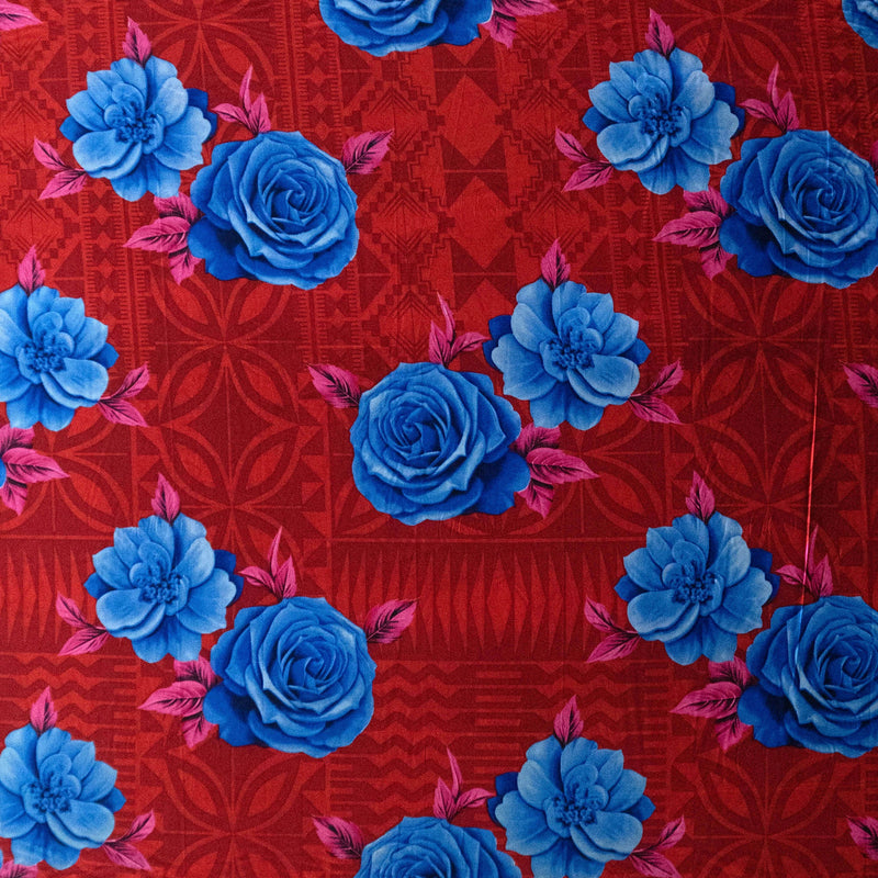 Polynesian Rose Geometric design Fabric | Peachskin  | Spandex Palace