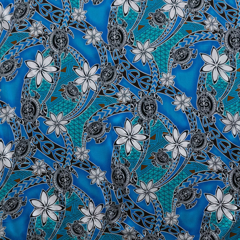 Tiare Sea Turtles Polynesian Tribal Design Fabric| Rayon  | Spandex Palace