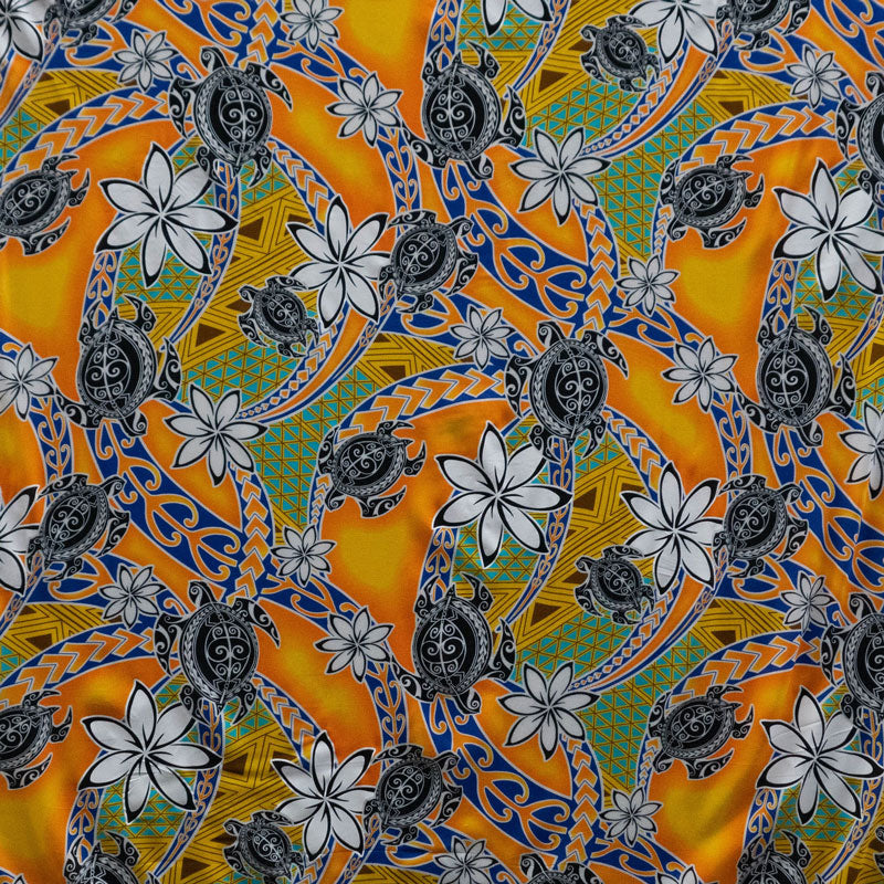 Tiare Sea Turtles Polynesian Tribal Design Fabric| Rayon  | Spandex Palace