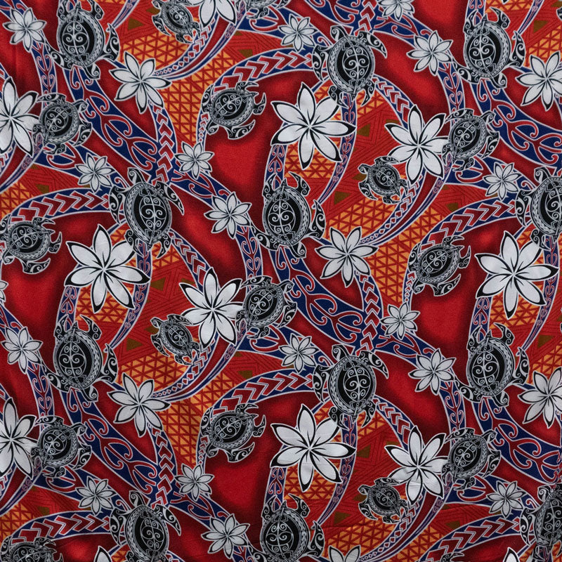 Tiare Sea Turtles Polynesian Tribal Design Fabric| Rayon  | Spandex Palace