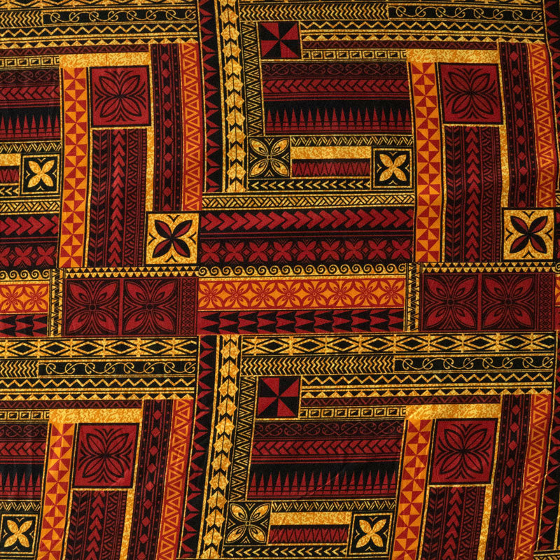 Polynesian Geometric Symmetrical design Fabric | Peachskin | Spandex Palace