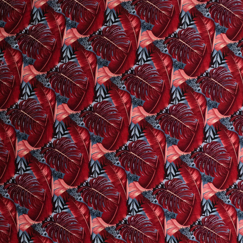 Tiare & Swirls Double Border Fabric | Glitter Polyester  | Spandex Palace