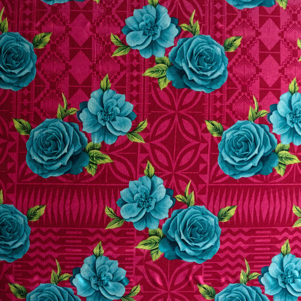 Polynesian Rose Geometric Design Fabric | Peachskin  | Spandex Palace