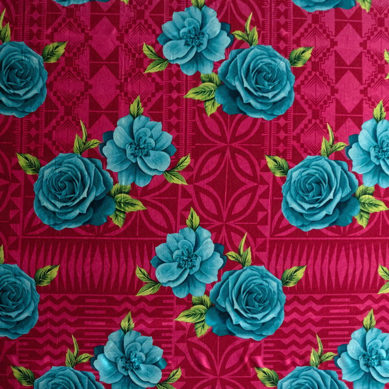 Polynesian Rose Geometric Design Fabric | Peachskin  | Spandex Palace