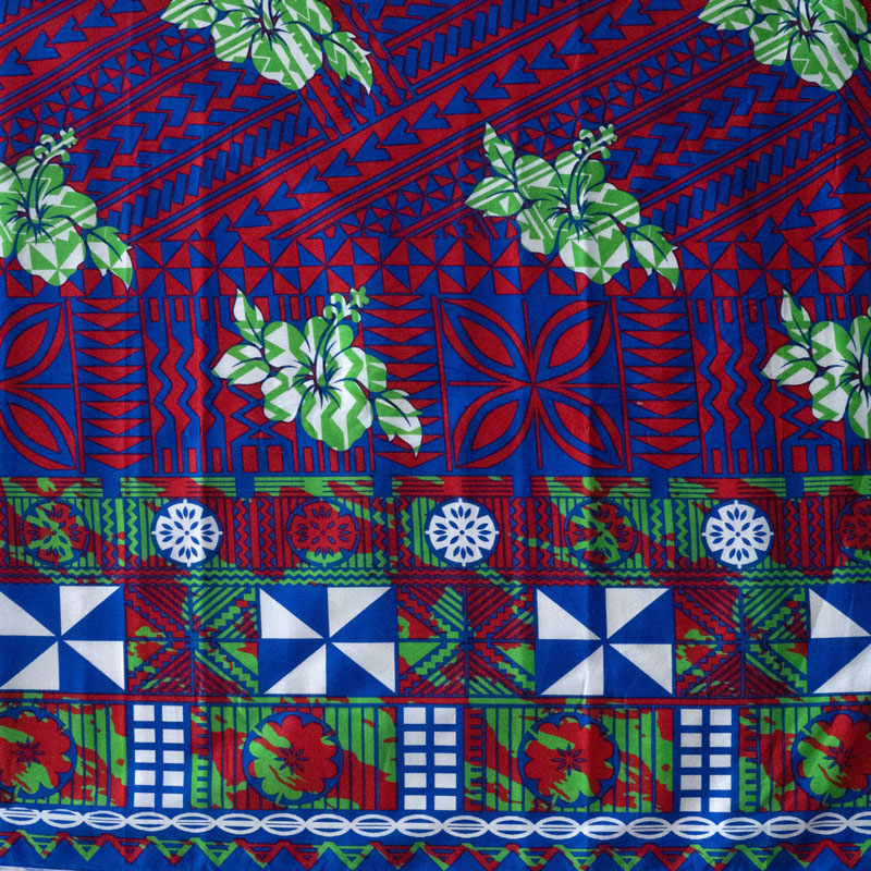 Traditional Polynesian Geometric Flower Design Fabric | Cotton  | Spandex Palace