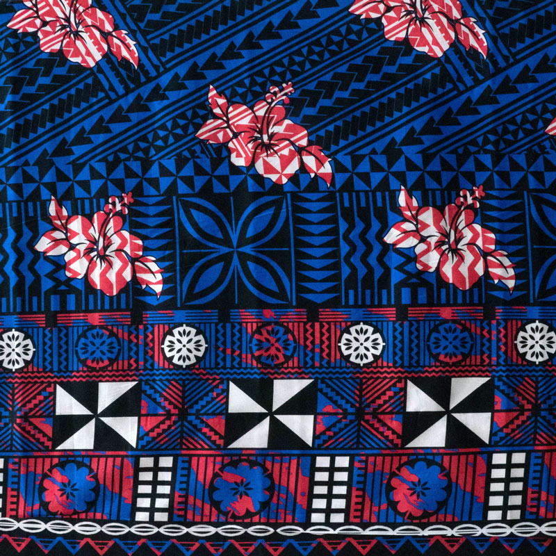 Traditional Polynesian Geometric Flower Design Fabric | Cotton  | Spandex Palace