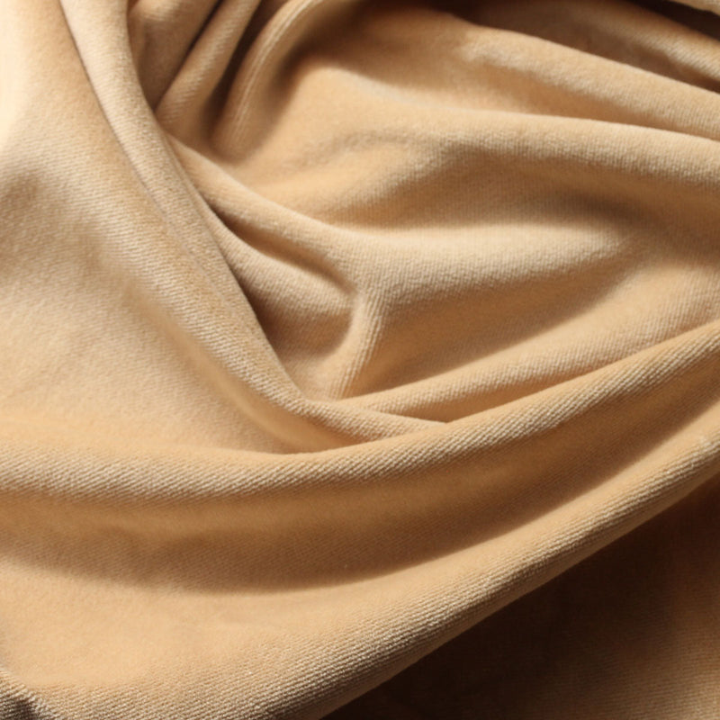 Light Beige Cotton Velvet Upholstery Drapery Fabric