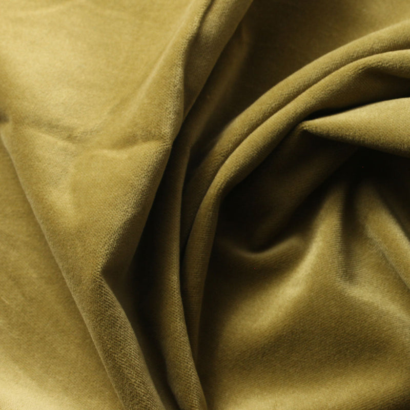 Olive Green Cotton Velvet Upholstery Drapery Fabric