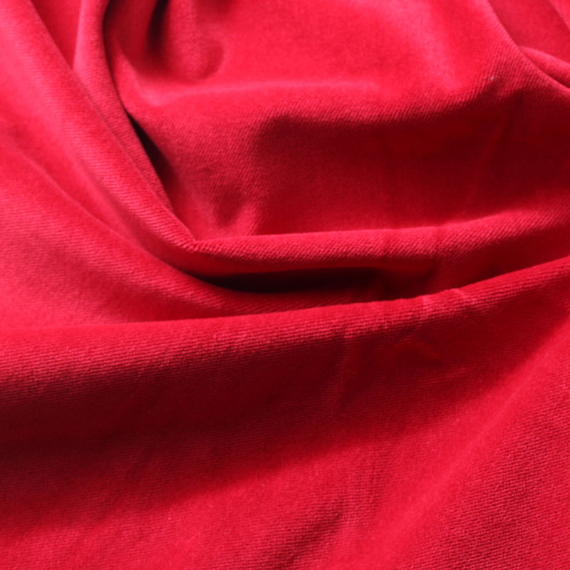 Red Cotton Velvet Upholstery Drapery Fabric