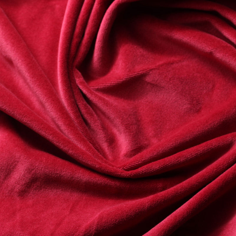 Scarlet Red Cotton Velvet Upholstery Drapery Fabric