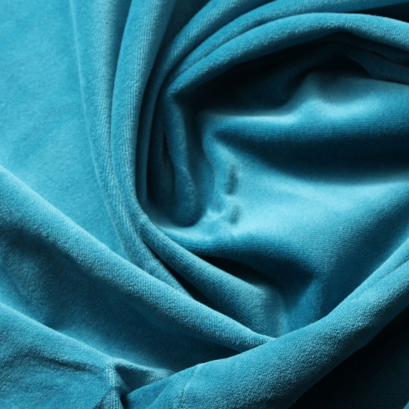 Turquoise Blue Cotton Velvet Upholstery Drapery Fabric