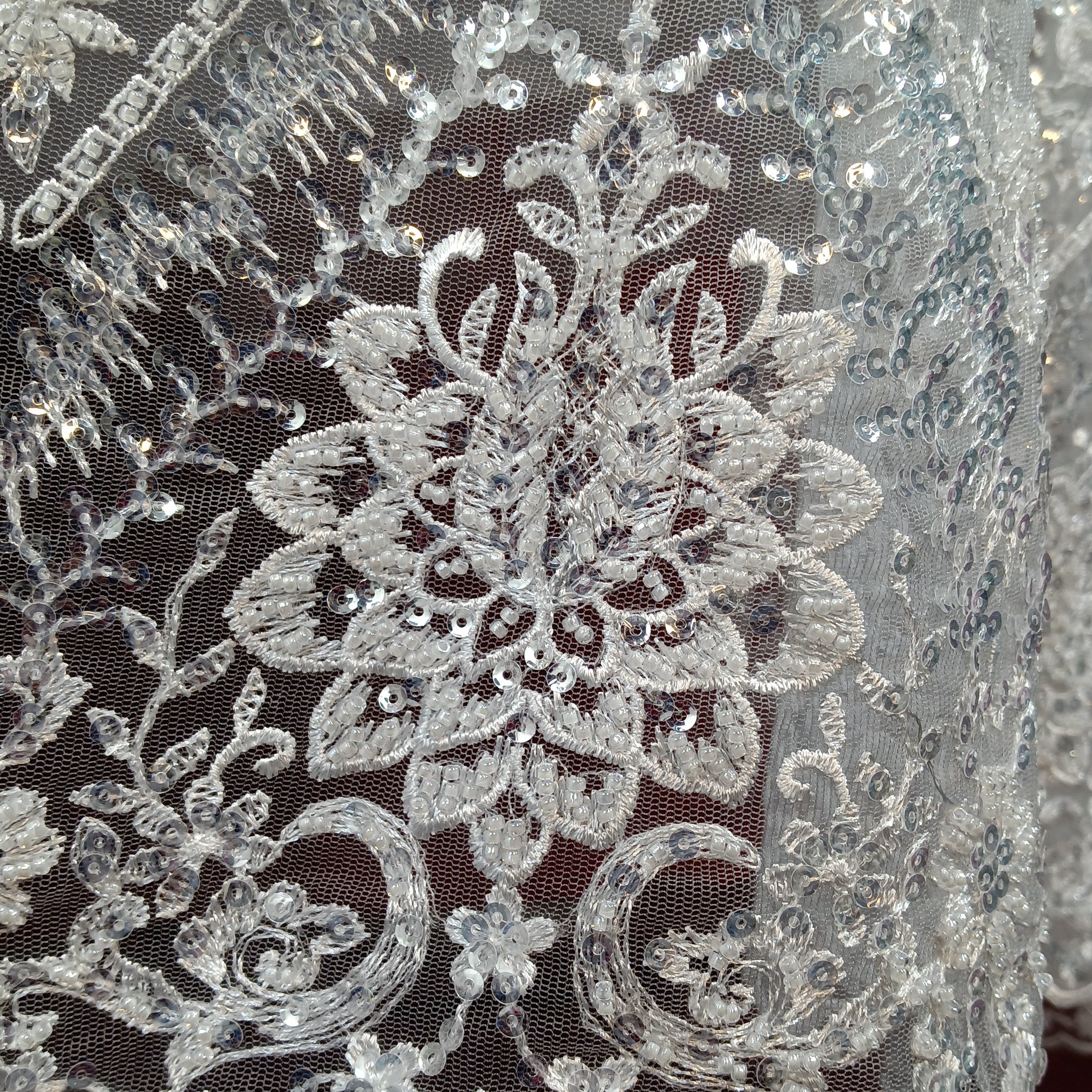 Beaded & Sequined Lace Fabric Embroidered on 100% Polyester Net Mesh | Lace USA - GD-66722