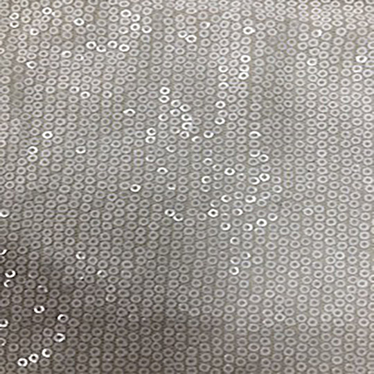 Embroidered Mini All Over Sequin on Polyester White Mesh | Spandex Palace White