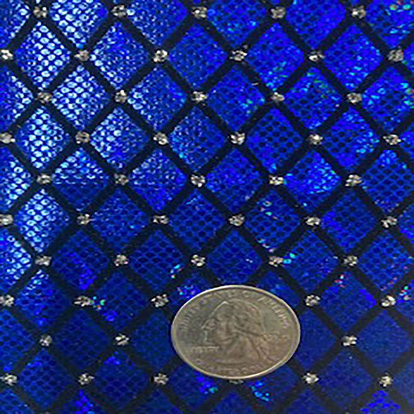 4 Way Nylon Spandex Diamond Flocking Hologram with  Glitter | Spandex Palace Black/royal