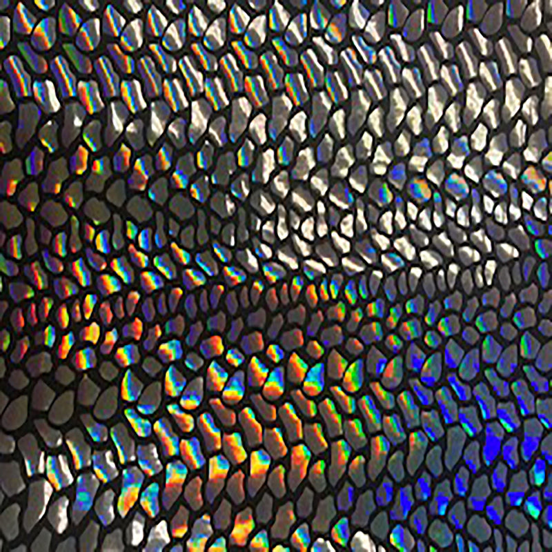 4 Way Nylon Spandex Cobra Hologram Sequin | Spandex Palace Black Silver