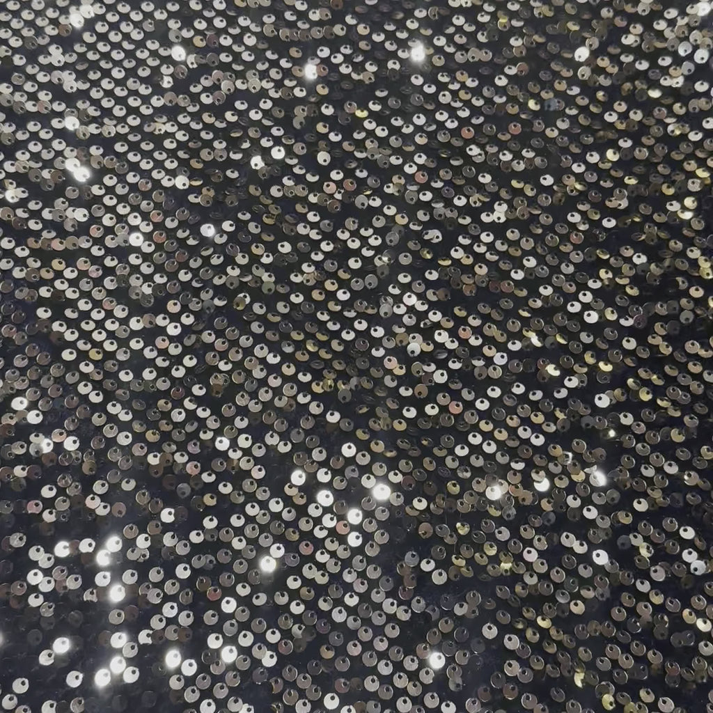 Silver Sequin on Stretch Velvet 4-Way stretch fabric by the yard