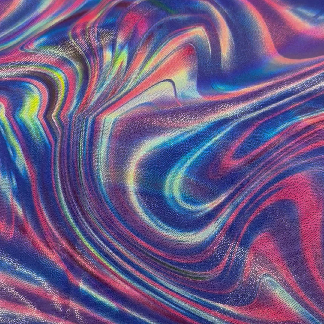 4 Way Polyester Spandex Volcano Digital Abstract Rainbow | Spandex Palace Purple Combo