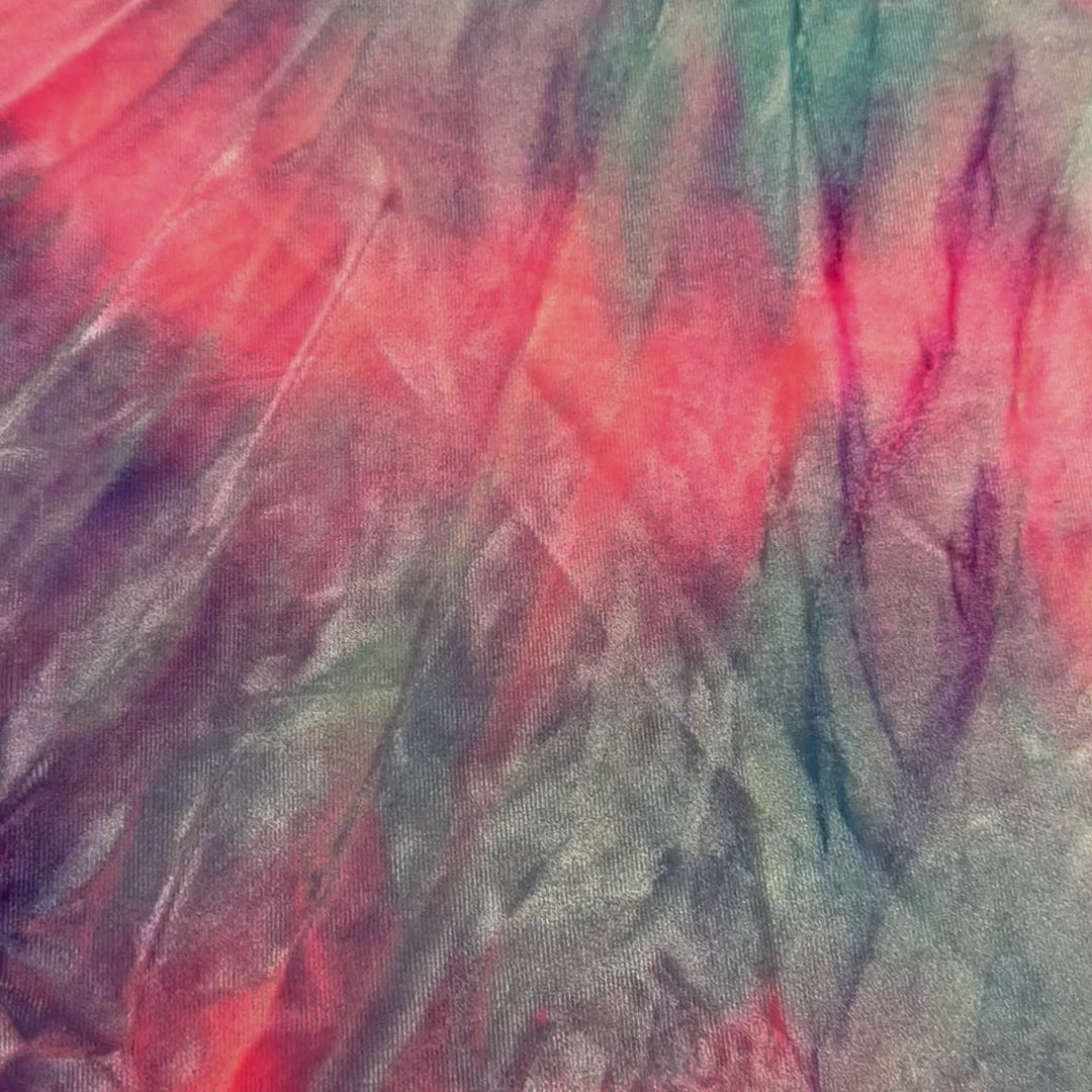 Stretch Polyester Spandex Tie Dye Velvet | Spandex Palace Blue Pink