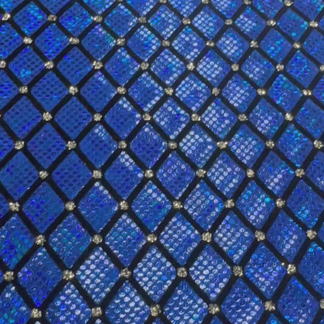 4 Way Stretch Nylon Spandex Fabric  Diamond Flocking Hologram With  Glitter | Spandex Palace Black Royal