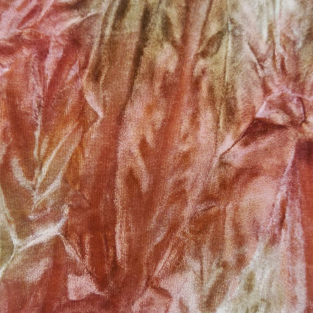 Stretch Polyester Spandex Tie Dye Velvet | Spandex Palace Red Brown