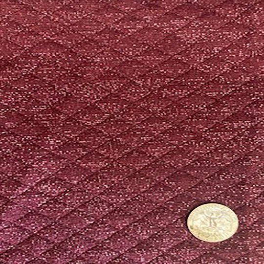 Poly Metallic Lurex Spandex  Diamond Quilt | Spandex Palace burgundy/silver