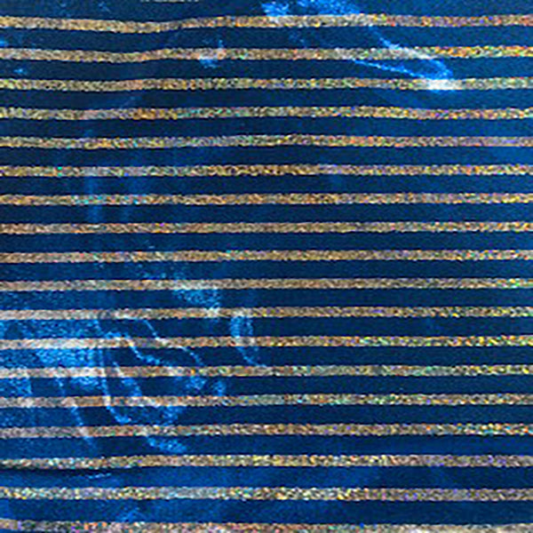 4 Way Nylon Spandex Blue Silver Stripe Foggy Foil | Spandex Palace Royal Blue Holo Silver
