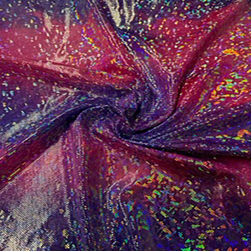 4 Way Nylon Spandex Broken Glass Tie Dye Hologram | Spandex Palace Purple Hot Pink Silver