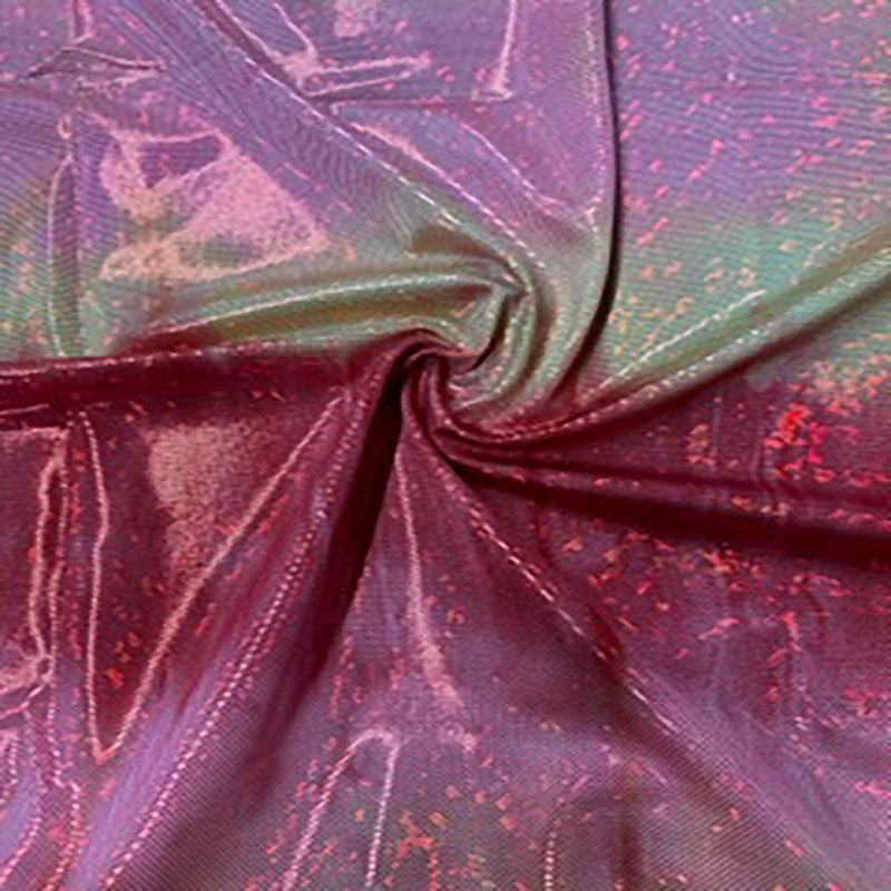 Vibrant Red Broken Glass Hologram Nylon Lycra Spandex Fabric 4 Way Stretch  By The Yard for swimwear dancewear sportwear dress (242-4) Spandex Fabric