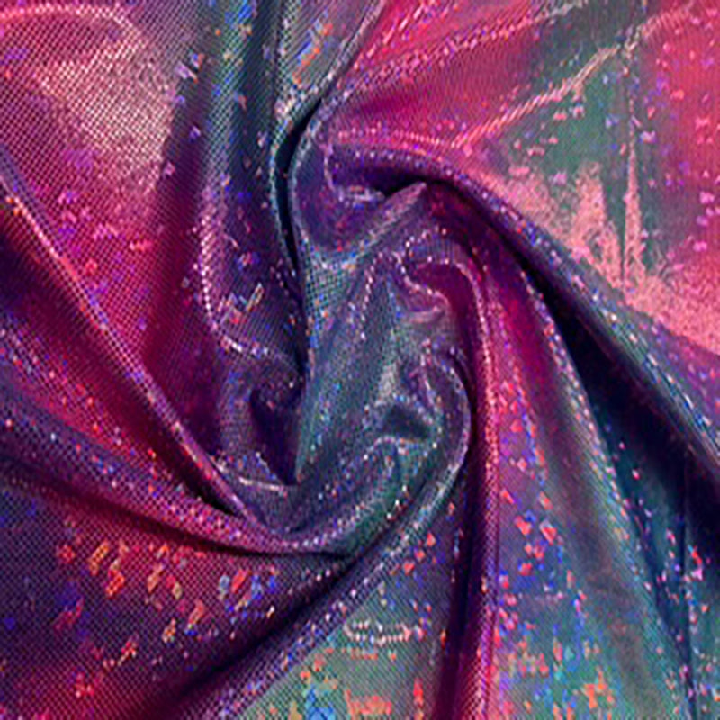 4 Way Nylon Spandex Broken Glass Tie Dye Hologram | Spandex Palace Hot Pink Fuchsia