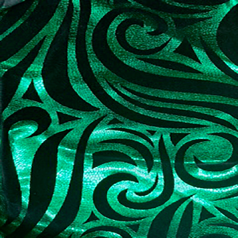 Stretch Polyester Velvet Meta Snake Foil | Spandex palace green