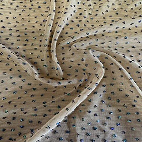 4 Way Nylon Spandex  Fabric Power Mesh Caviar Glitter | Spandex Palace Nude