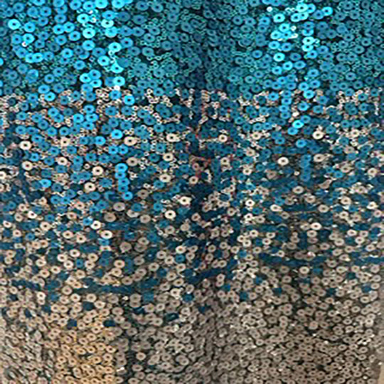Polyester Mesh Ombre Sequin On Mesh | Spandex Palace Blue silver