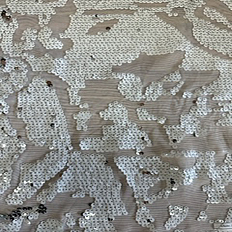 Polyester Spandex Two Sided Island Sequin Fabric  | Spandex Palace White