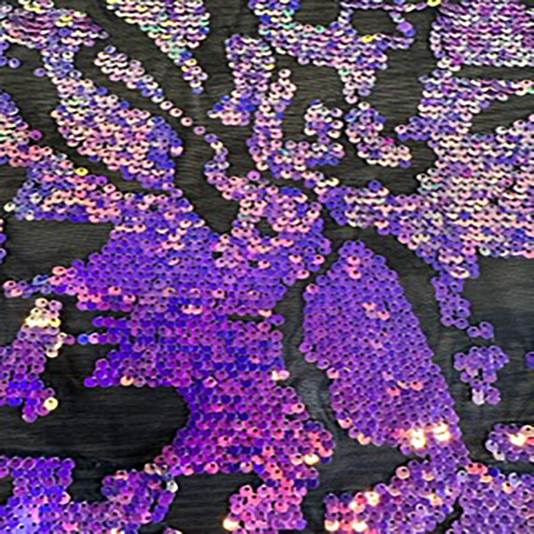 Polyester Spandex Two Sided Island Sequin Fabric  | Spandex Palace  Black Purple