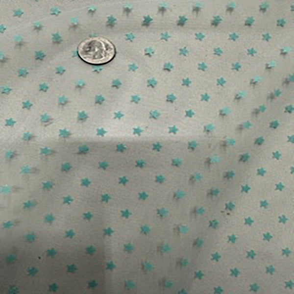 Polyester Mesh With Glitter Little  Star | Spandex Palace Mint
