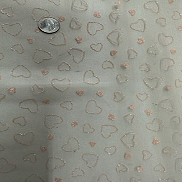 Polyester Mesh With Glitter Heart to Heart | Spandex Palace Blush