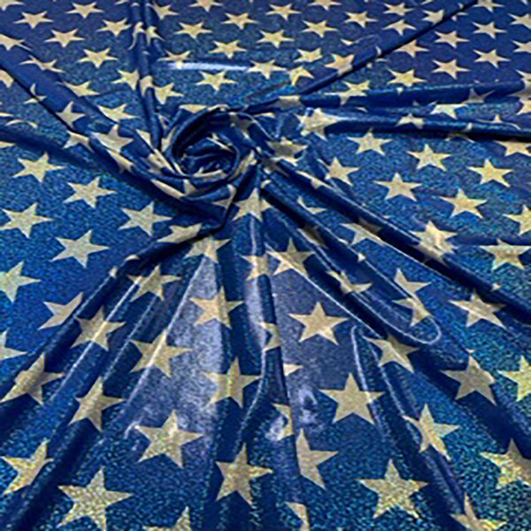4 Way Stretch Polyester Spandex American Star Foggy Hologram | Spandex palace Royal