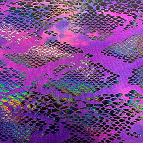 4 Way Nylon Spandex Anaconda Laser Hologram | Spandex Palace Purple Hot Pink