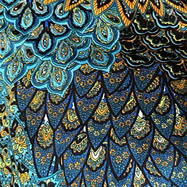 2 Way Stretch Polyester Spandex Paisley Peacock | Spandex Palace Peacock