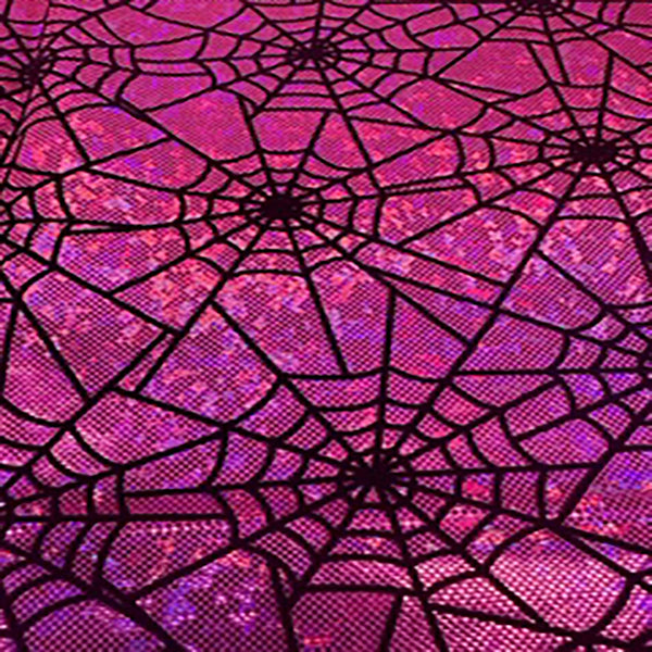 4 Way Stretch Nylon Spandex Spider Web Flocking Hologram | Spandex Palace Hot Pink
