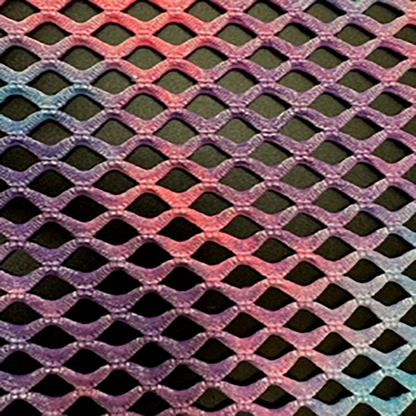 2 Way Stretch Pentagon Tie Dye Diamond  Fish Net With Silver Foil | Spandex Palace lilac pink blue