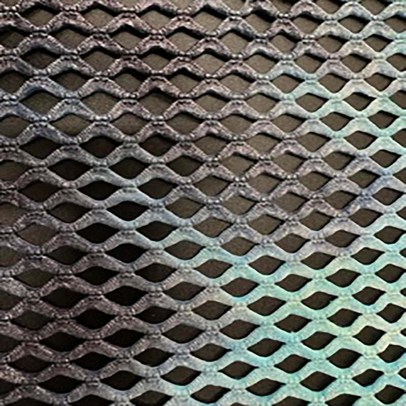 2 Way Stretch Pentagon Tie Dye Diamond  Fish Net With Silver Foil | Spandex Palacelime navy sky
